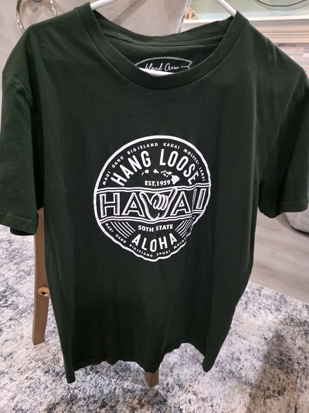Hang Loose Hawaii Graphic Tee - Dark Green